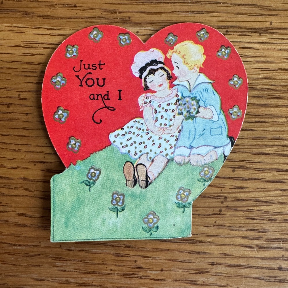 Vintage Valentine Card Romantic Couple‎ "Just You and I" Carrington Co Chicago